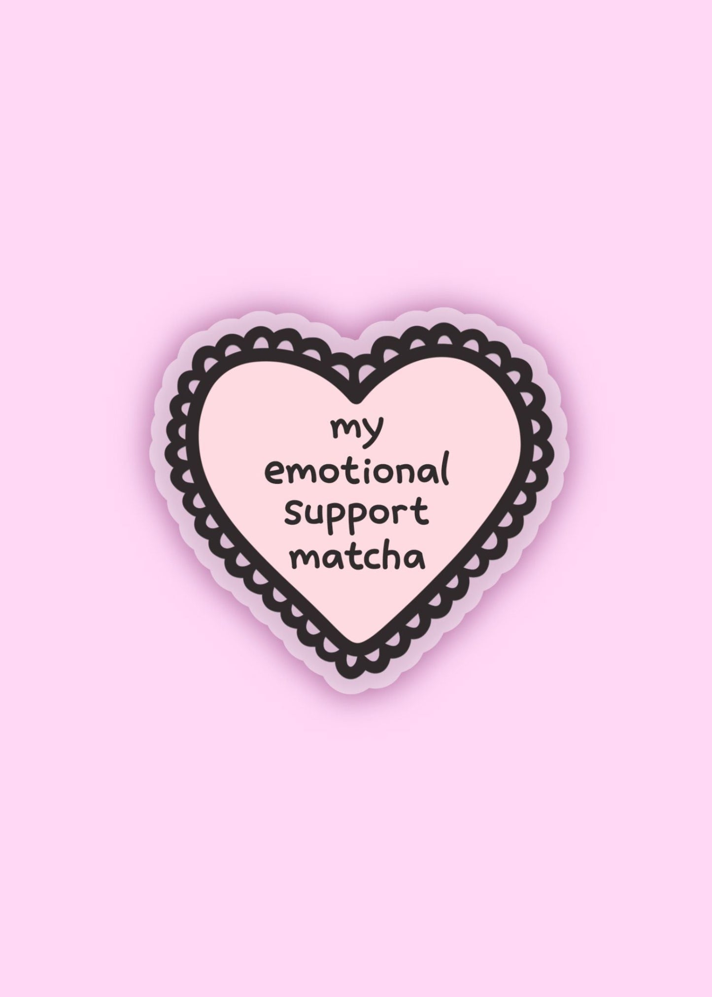 heart-shaped sticker with “my emotional support matcha” – cute vinyl sticker for matcha lovers, laptops, journals, and tumblers