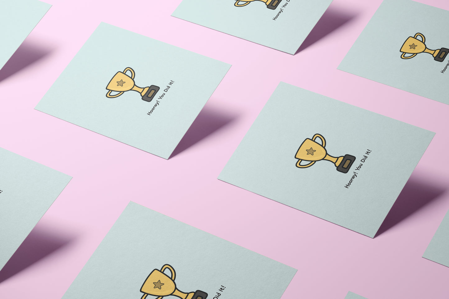 'hooray! you did it!' trophy card
