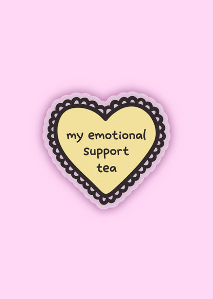 'my emotional support tea' heart sticker