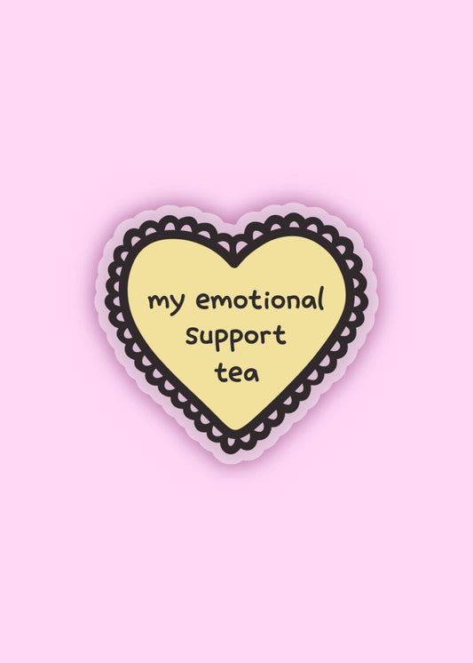 'my emotional support tea' heart sticker