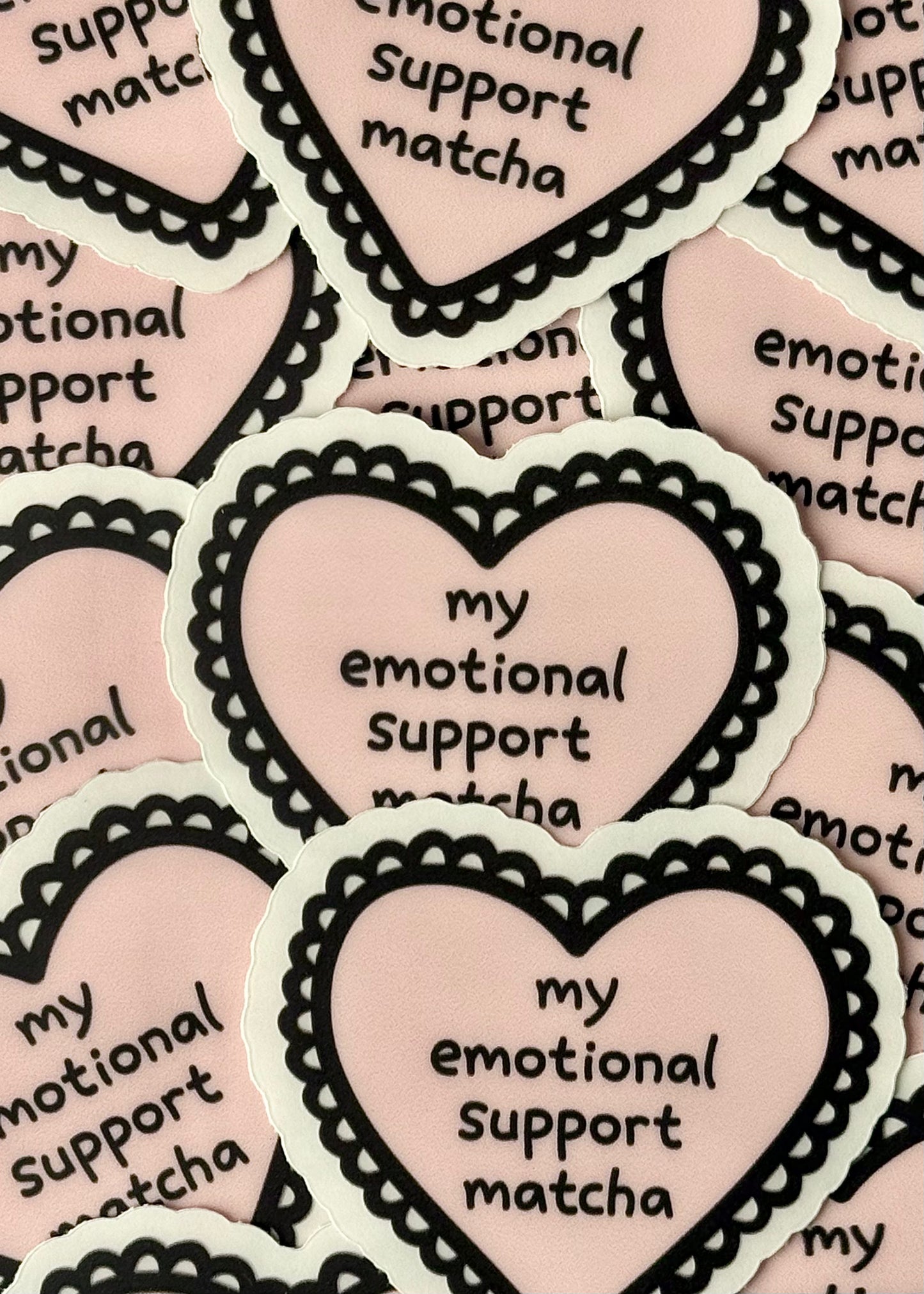 'my emotional support matcha' heart sticker