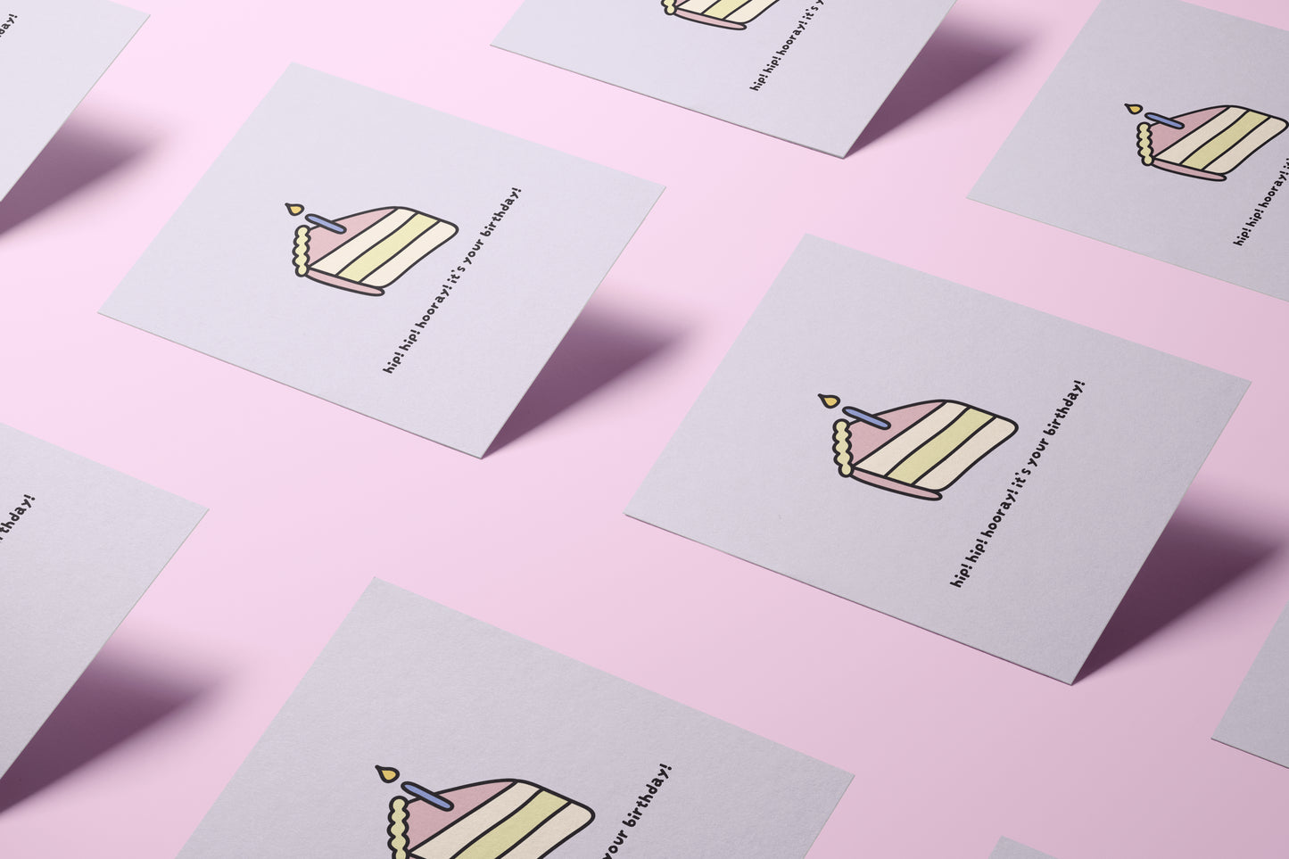 'hip! hip! hooray! it's your birthday!' cake slice card