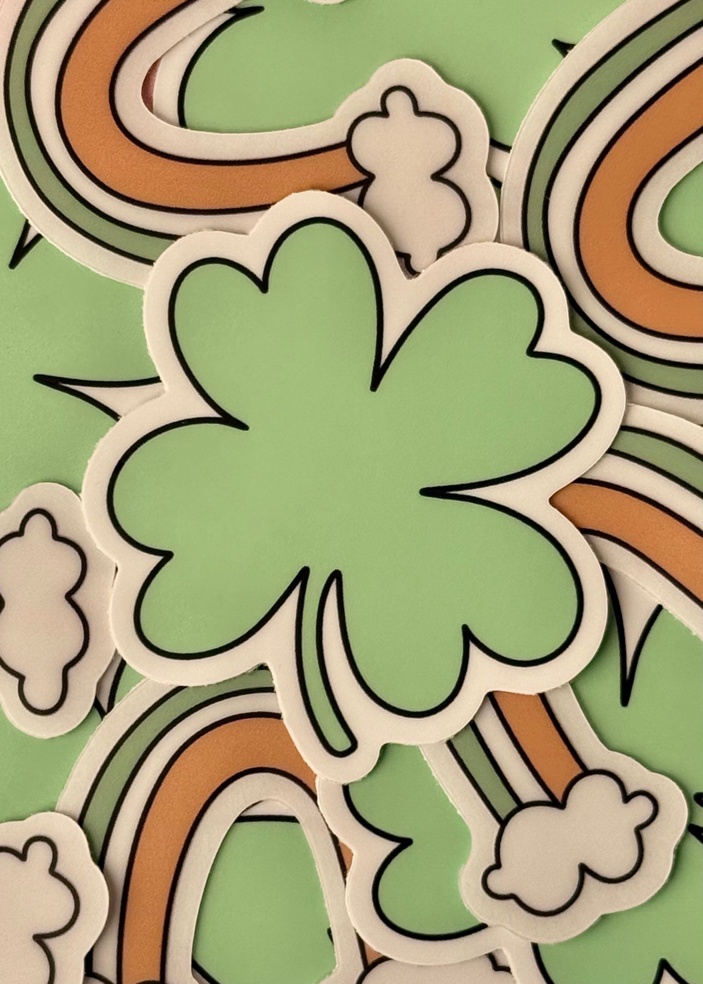 reen four-leaf clover vinyl sticker – lucky charm sticker perfect for laptops, water bottles, and journals