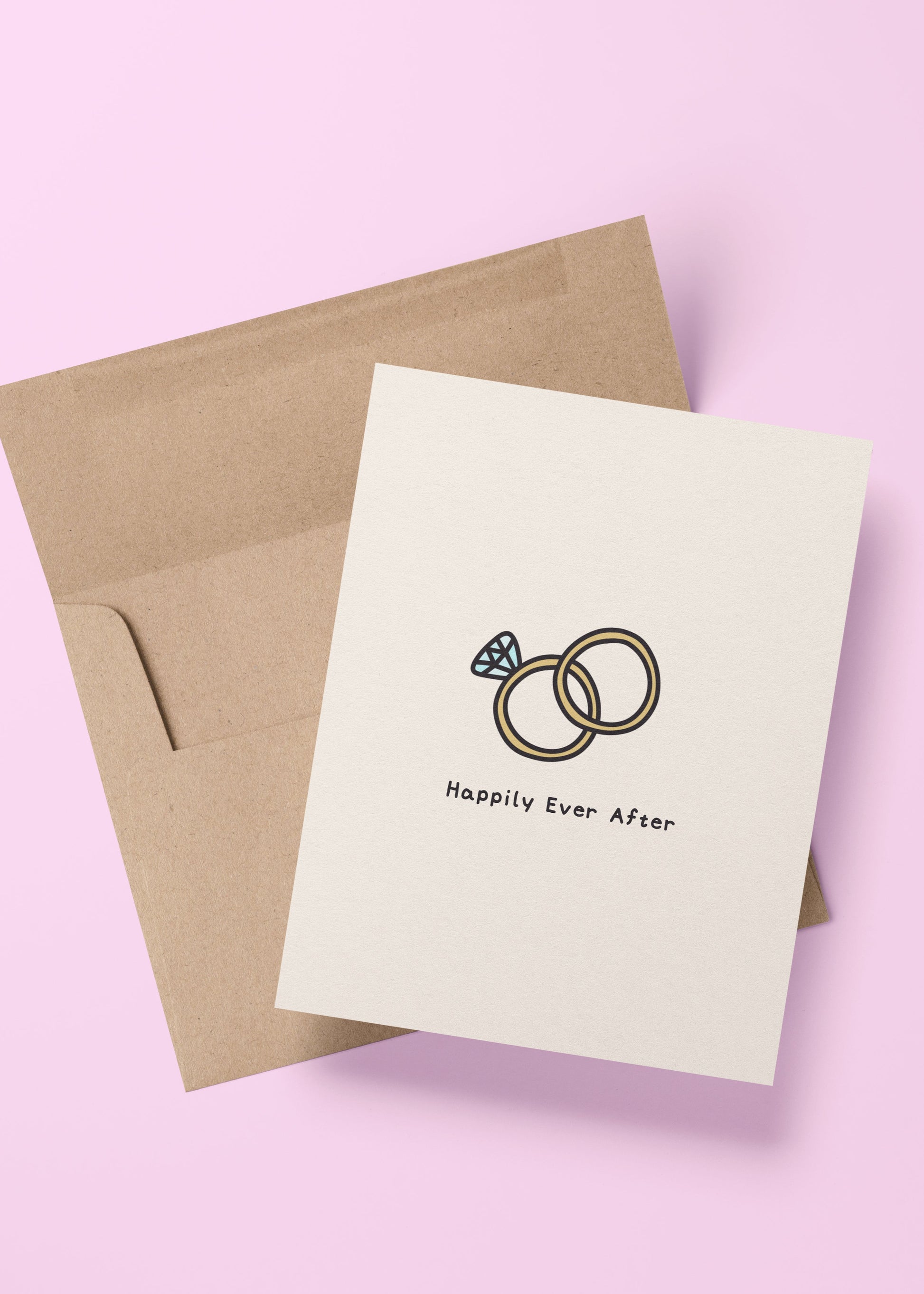 happily ever after engagement card with ring illustration – perfect for weddings, engagements, and newlyweds