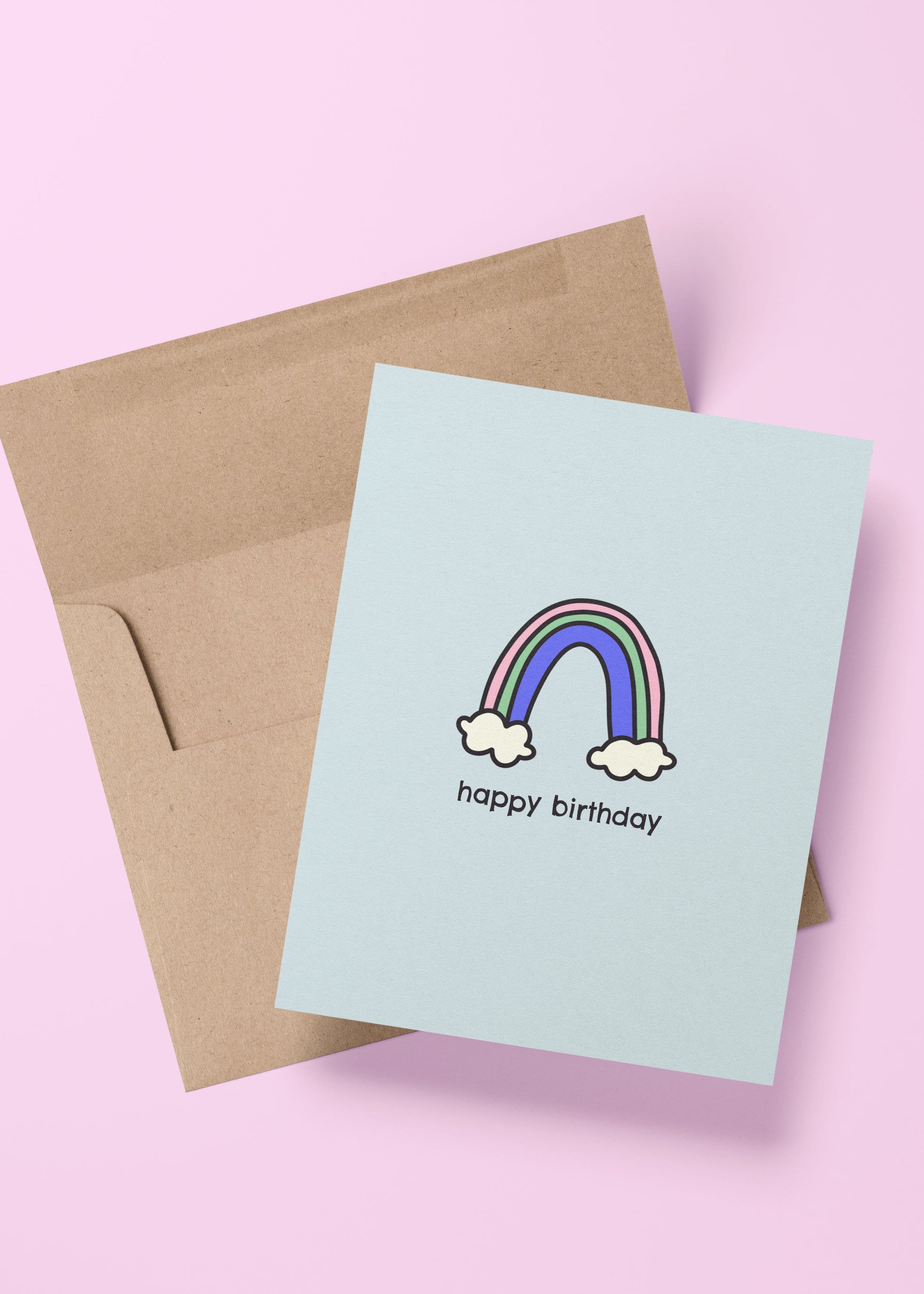happy birthday card with colorful rainbow illustration – perfect for friends, family, and kids’ birthday celebrations