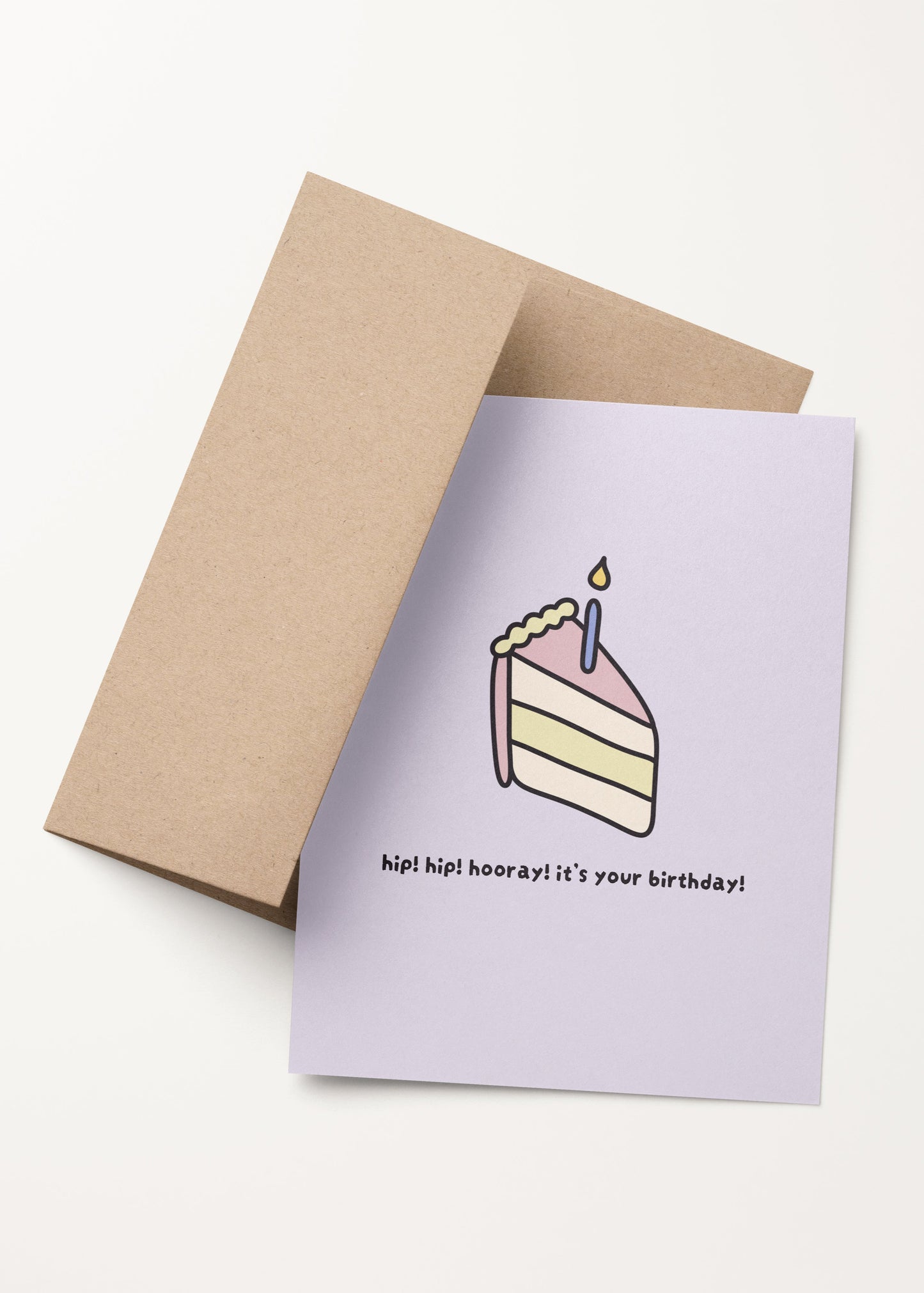 'hip! hip! hooray! it's your birthday!' cake slice card