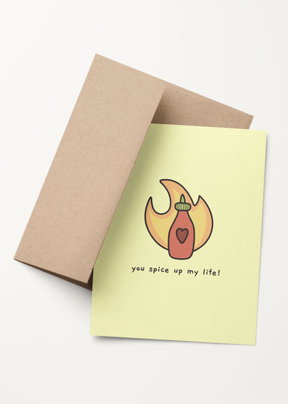 'you spice up my life' hot sauce card