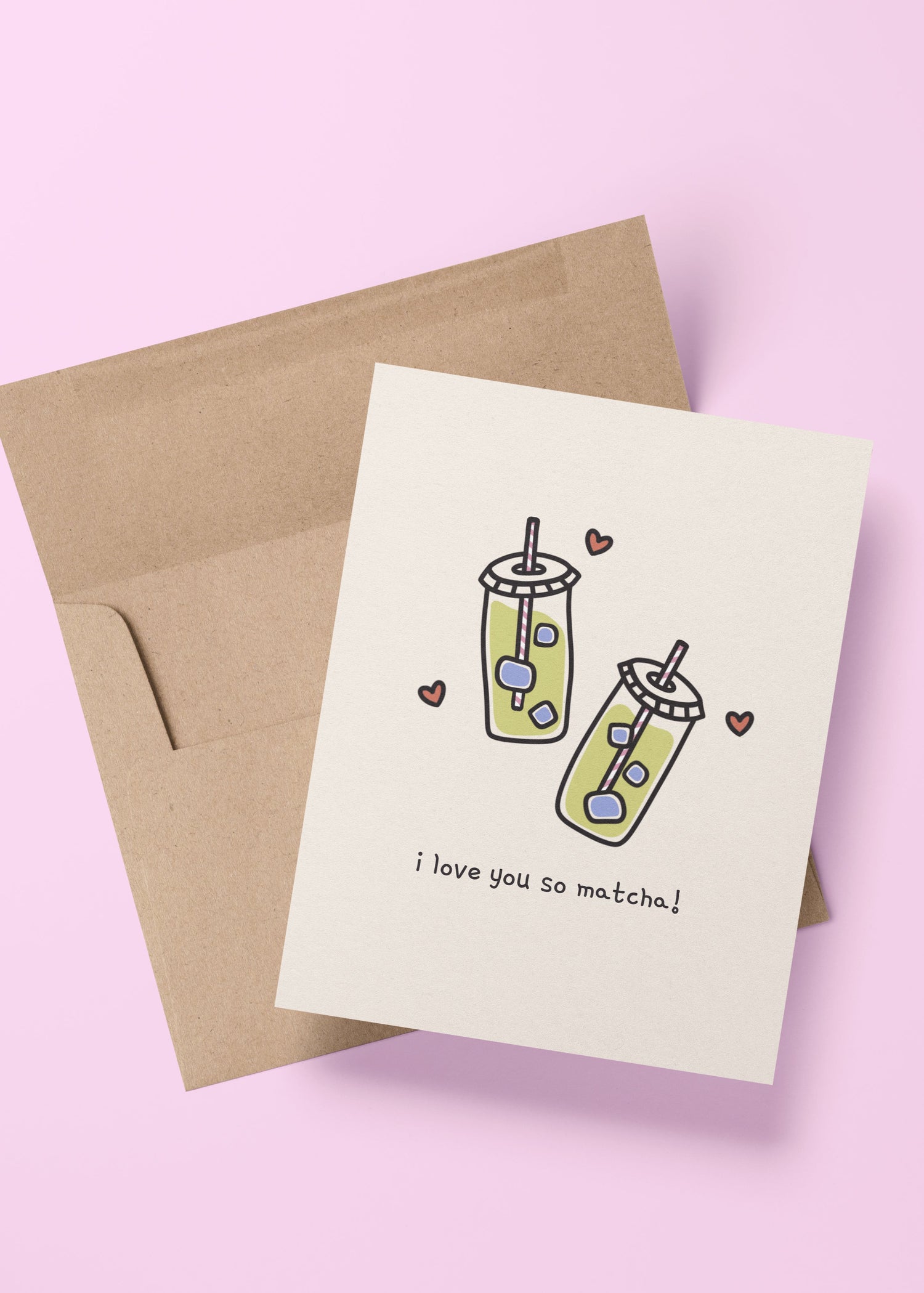 cute I love you so matcha card with green tea illustration – perfect for anniversaries, Valentine’s Day, or everyday love notes