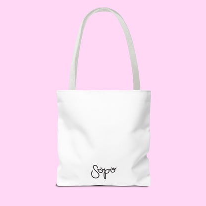 tote bag with “I’m literally just a girl” text – minimalist and cute everyday tote bag for shopping, books, and errands