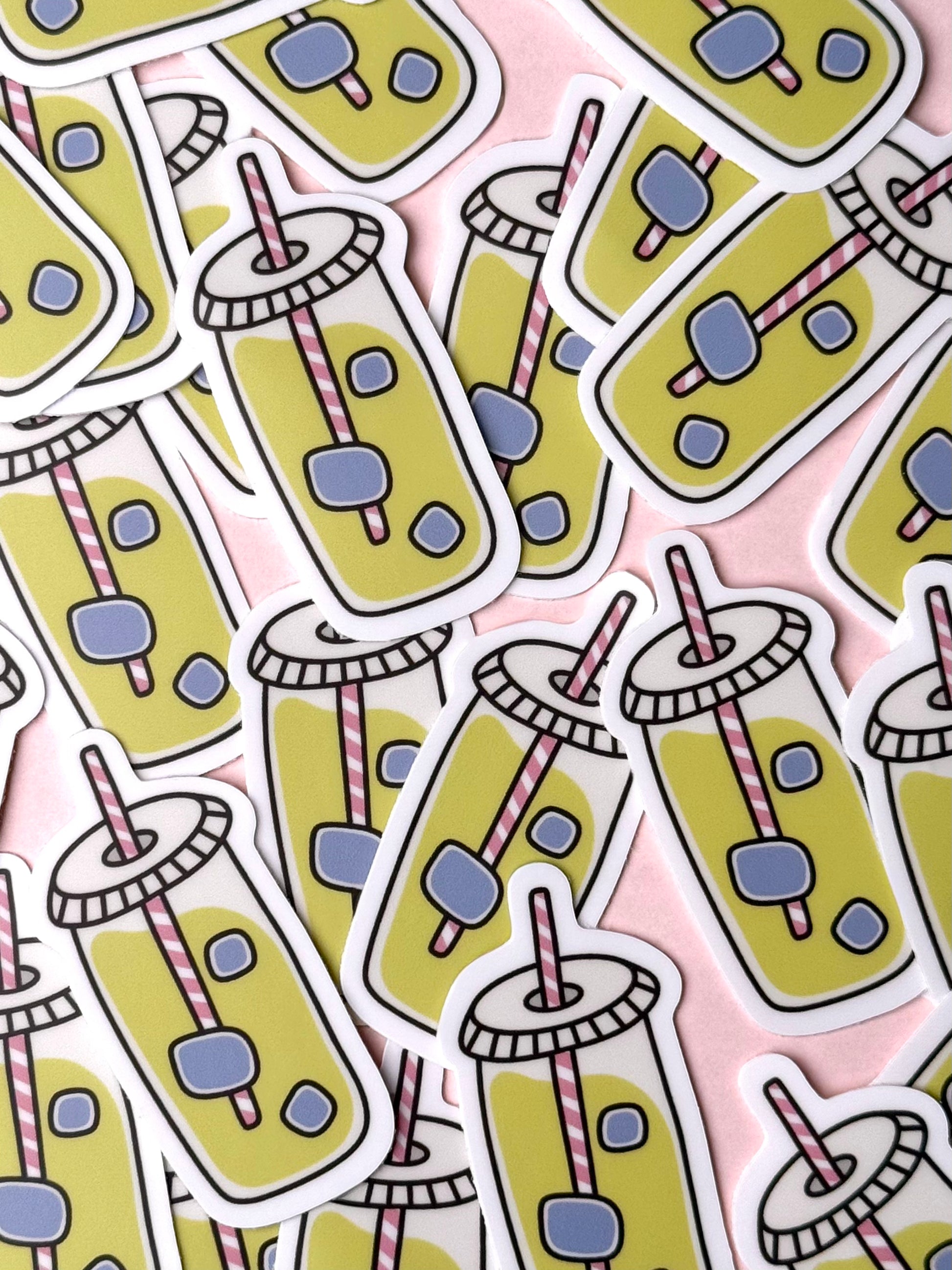 aesthetic matcha green tea vinyl sticker – cute kawaii drink sticker for decorating laptops, water bottles, and planners