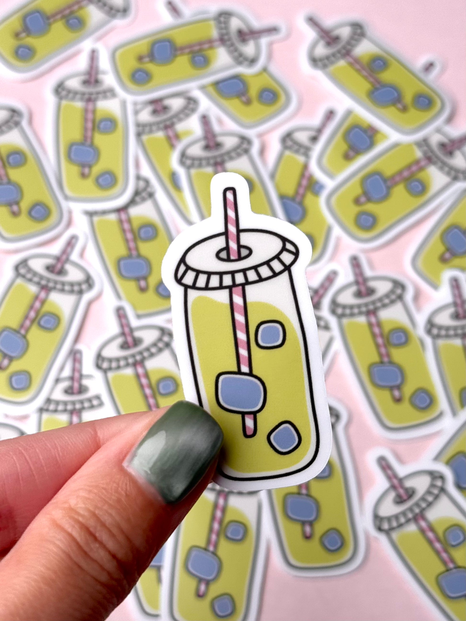 aesthetic matcha green tea vinyl sticker – cute kawaii drink sticker for decorating laptops, water bottles, and planners