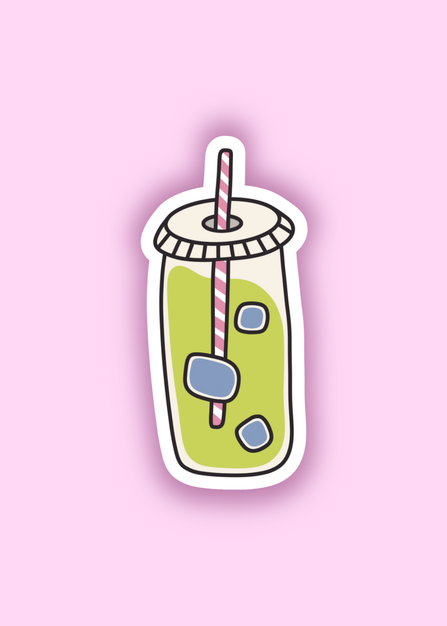 aesthetic matcha green tea vinyl sticker – cute kawaii drink sticker for decorating laptops, water bottles, and planners