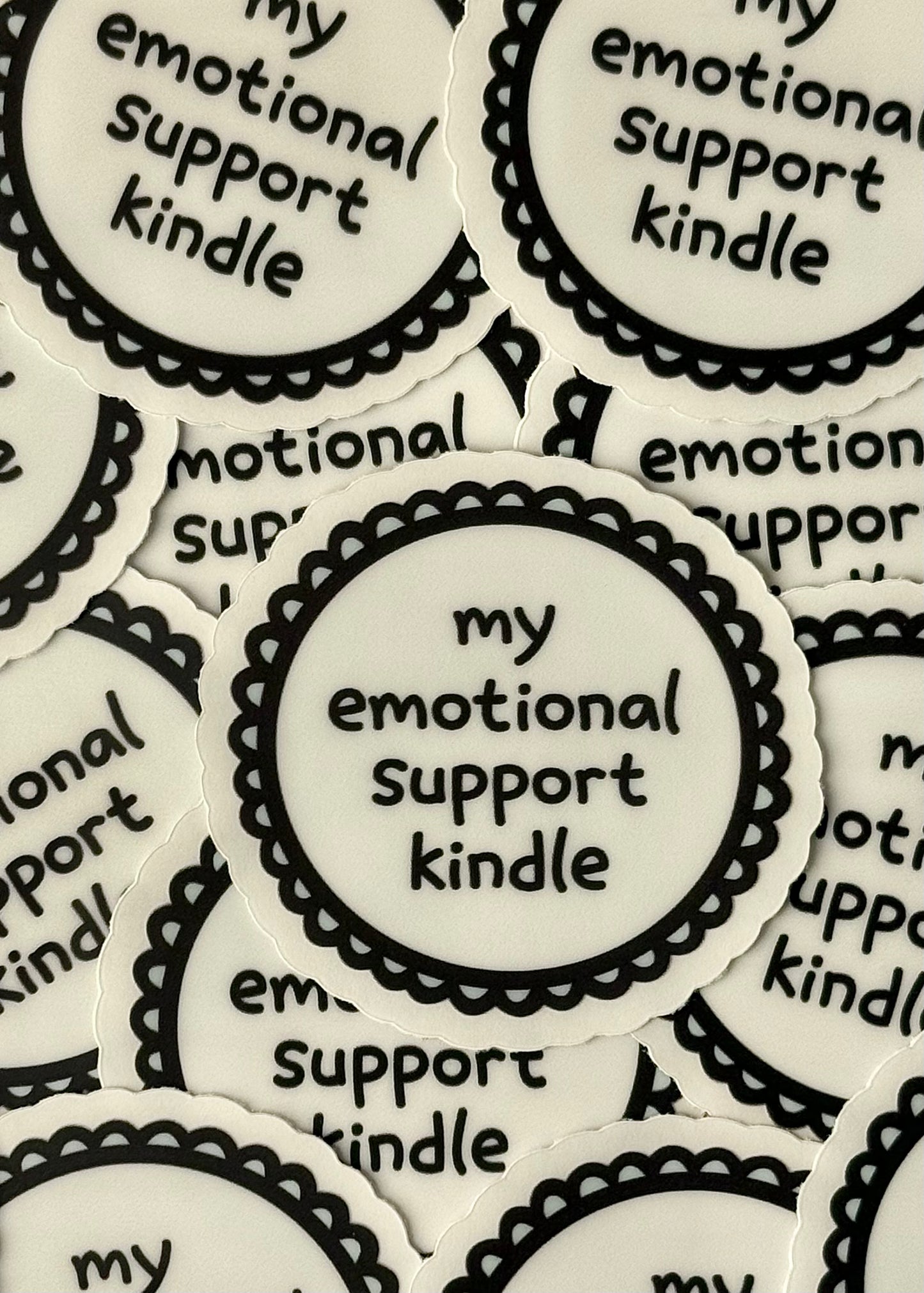 “my emotional support kindle” vinyl sticker – bookish and cute sticker for Kindle, e-readers, laptops, and journals