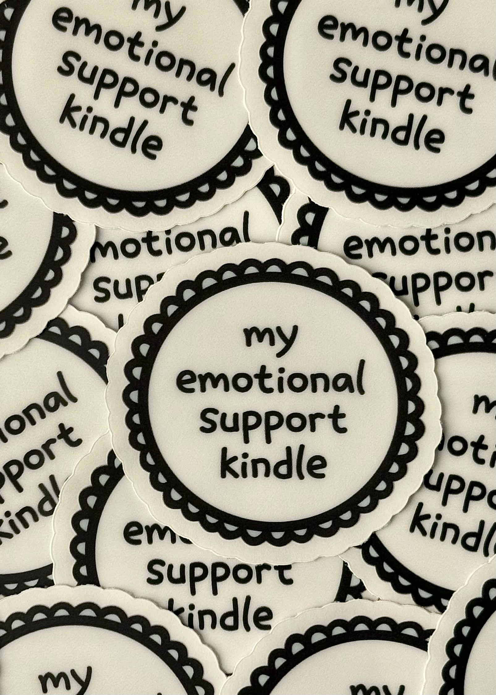 “my emotional support kindle” vinyl sticker – bookish and cute sticker for Kindle, e-readers, laptops, and journals