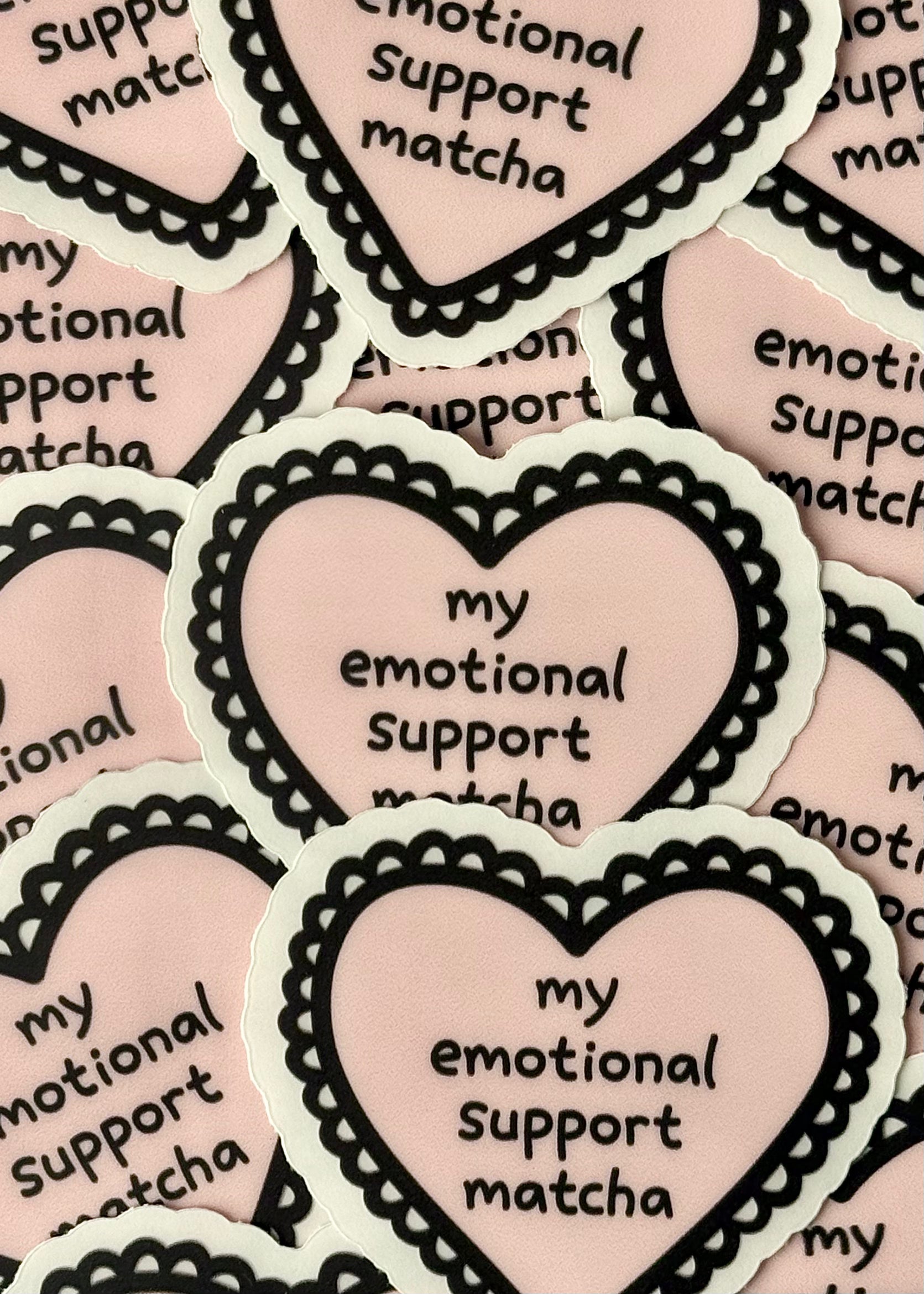 heart-shaped sticker with “my emotional support matcha” – cute vinyl sticker for matcha lovers, laptops, journals, and tumblers