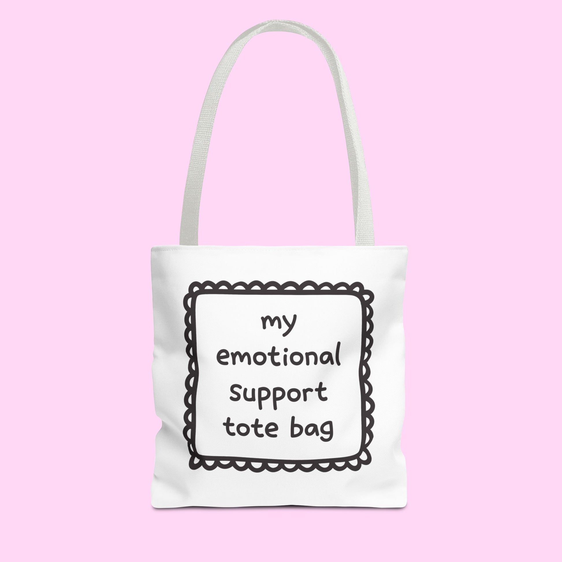 tote bag with the phrase “my emotional support tote bag” – aesthetic and funny everyday tote for books, shopping, or daily use