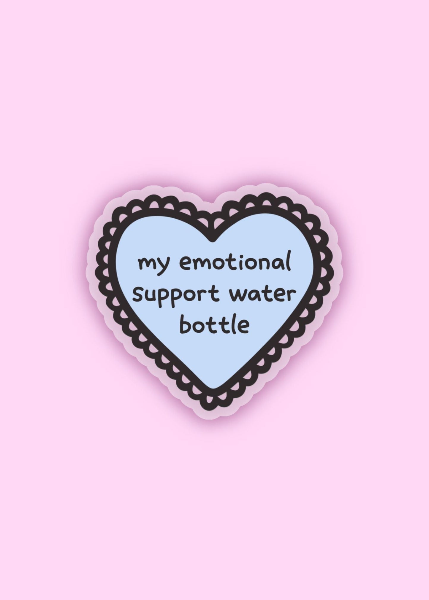 “my emotional support water bottle” heart-shaped vinyl sticker – cute and funny hydration sticker for water bottles, laptops, and journals