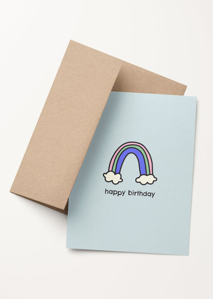 'happy birthday' rainbow card