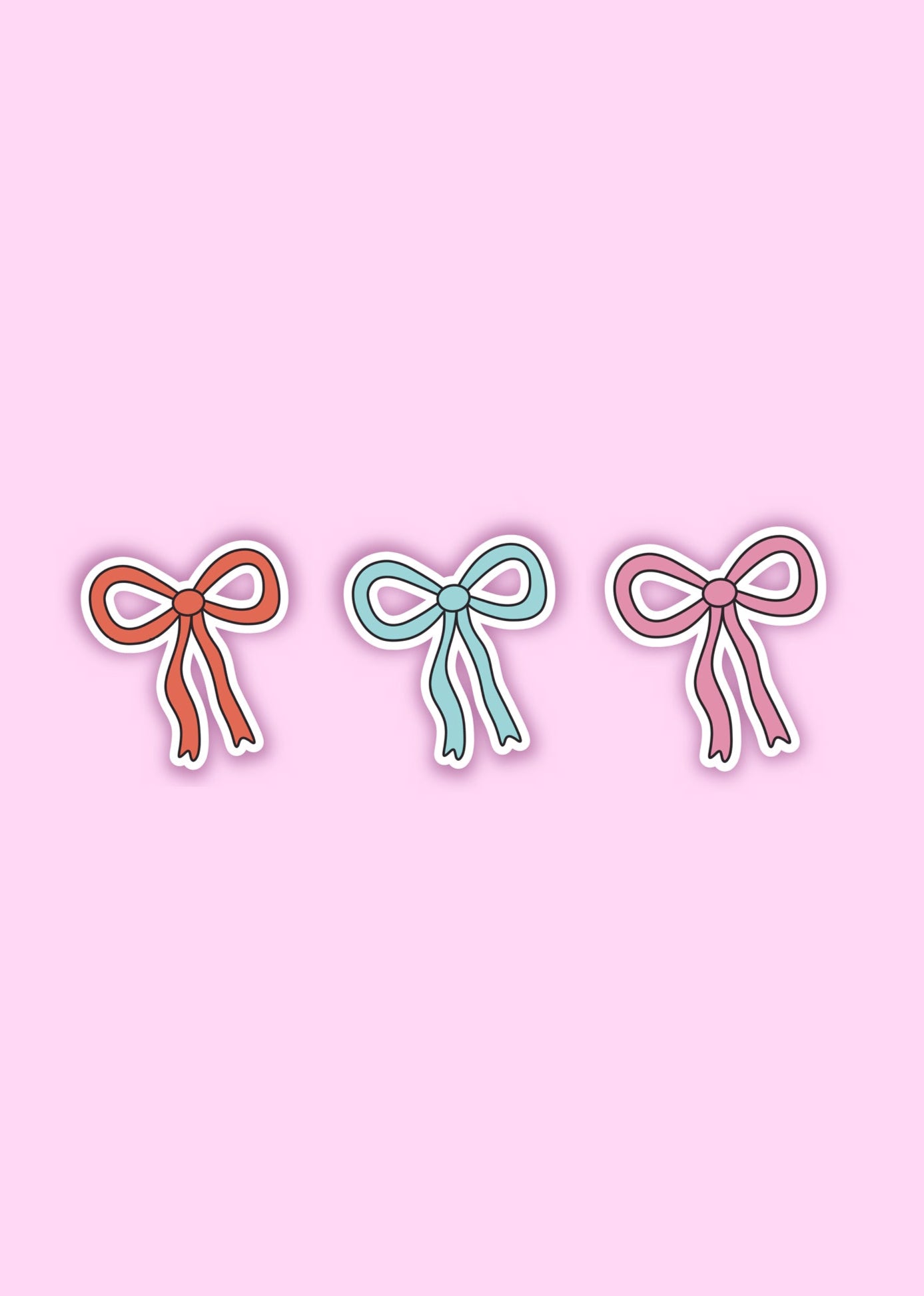 red, pink, and blue bow vinyl stickers – aesthetic ribbon sticker set for journaling, decorating laptops, and water bottles