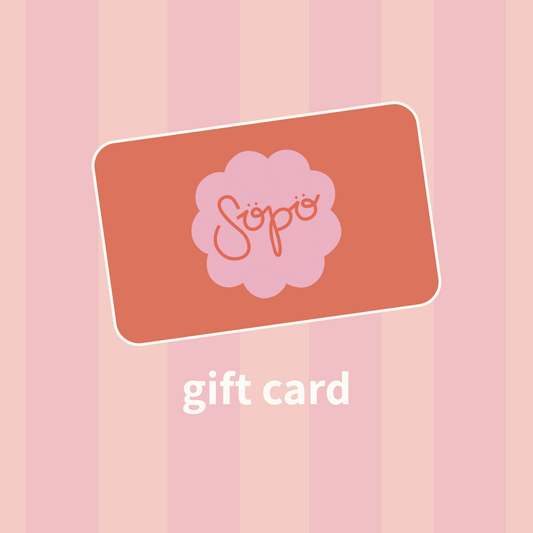 Söpö e-gift card with cute stickers and stationery designs for gift giving