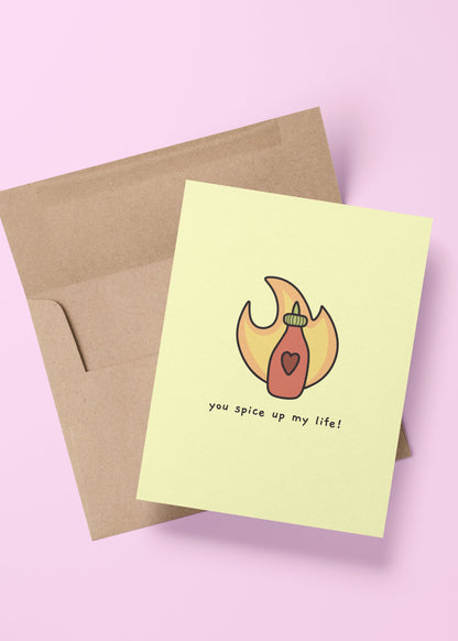 'you spice up my life' hot sauce card