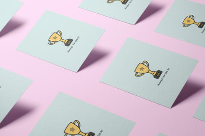 'hooray! you did it!' trophy card